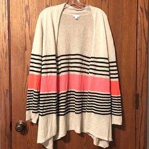 J Jill Striped Linen Blend Cardigan Sweater XL